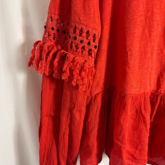 100% Cotton Brick Red Lucky Brand Boho Blouse Size M - Picture 6 of 13